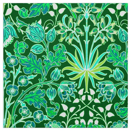 William Morris Hyacinth Print Emerald Green Fabric