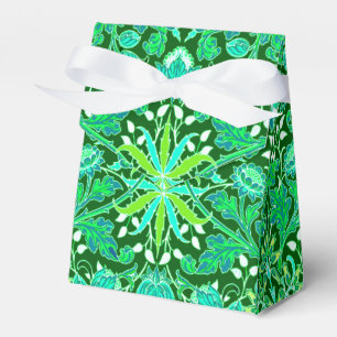 William Morris Hyacinth Print, Emerald Green Favor Boxes