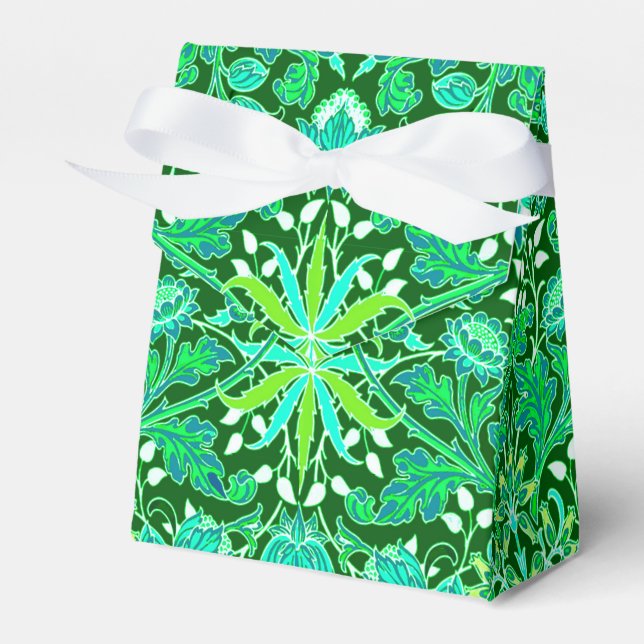 William Morris Hyacinth Print, Emerald Green Favor Boxes (Front Side)