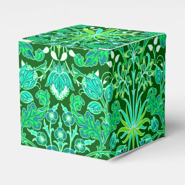 William Morris Hyacinth Print, Emerald Green Favor Boxes (Front Side)