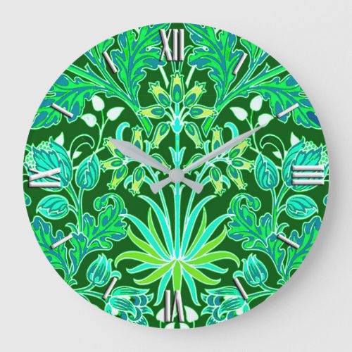 William Morris Hyacinth Print Emerald Green Large Clock