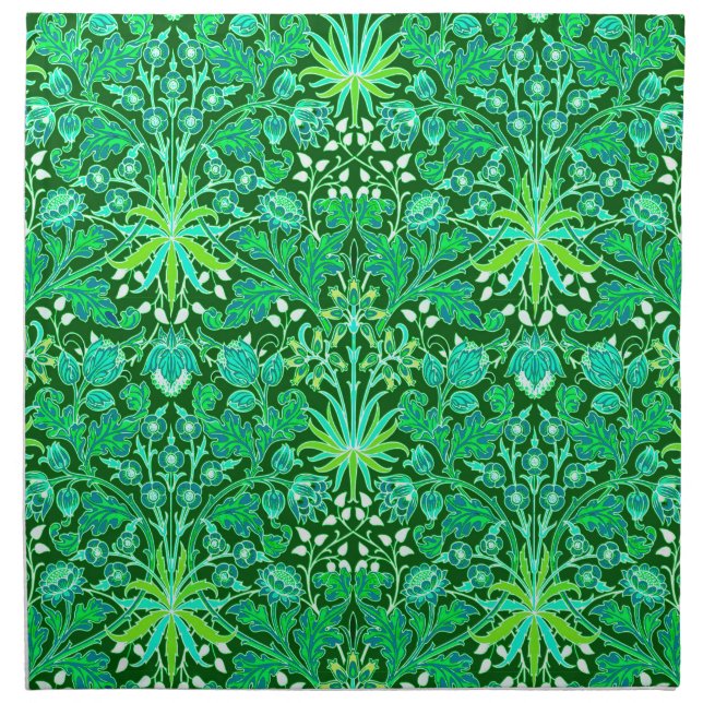 William Morris Hyacinth Print, Emerald Green Napkin (Front)