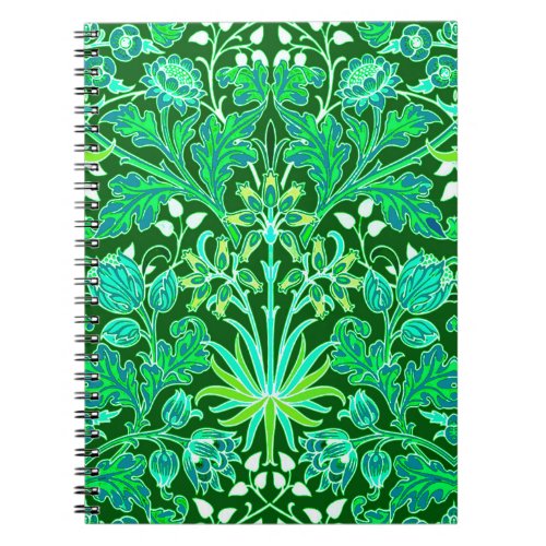 William Morris Hyacinth Print Emerald Green  Notebook