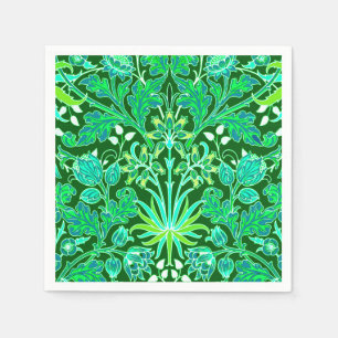 William Morris Hyacinth Print, Emerald Green Paper Napkins