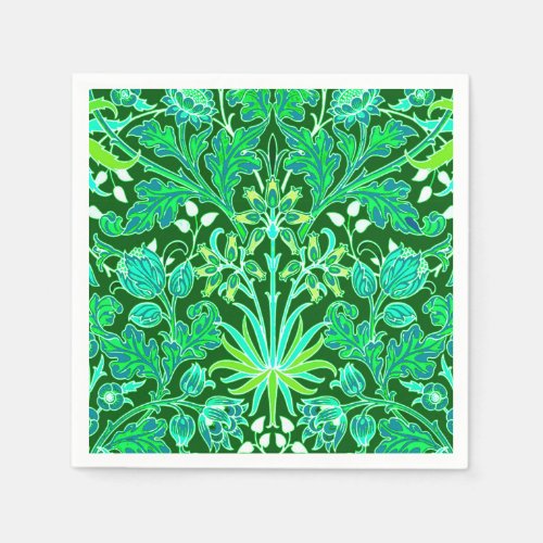 William Morris Hyacinth Print Emerald Green Paper Napkins