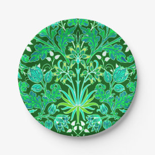 William Morris Hyacinth Print, Emerald Green Paper Plates