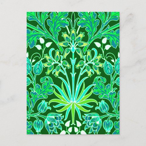 William Morris Hyacinth Print Emerald Green Postcard