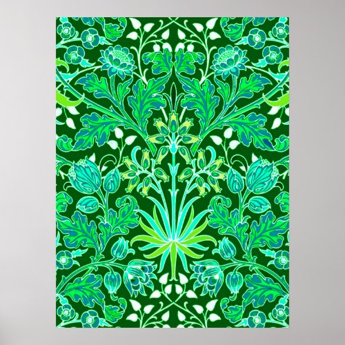 William Morris Hyacinth Print Emerald Green Poster
