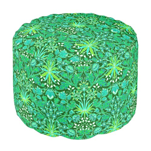 William Morris Hyacinth Print Emerald Green Pouf