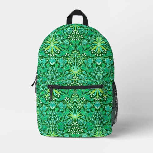 William Morris Hyacinth Print Emerald Green  Printed Backpack