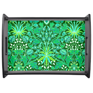 William Morris Hyacinth Print, Emerald Green Serving Tray