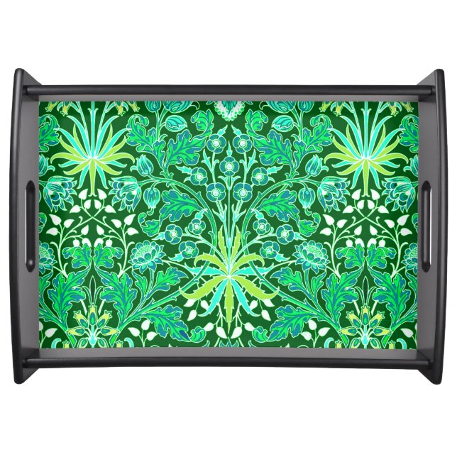 William Morris Hyacinth Print, Emerald Green Serving Tray (Front)