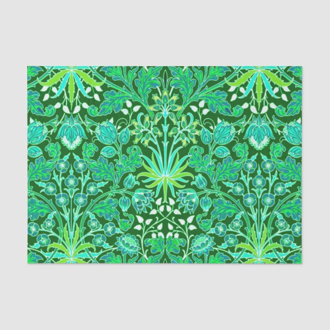 William Morris Hyacinth Print, Emerald Green Tissue Paper (Front)