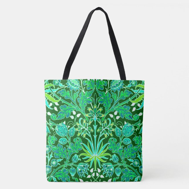William Morris Hyacinth Print, Emerald Green Tote Bag (Front)