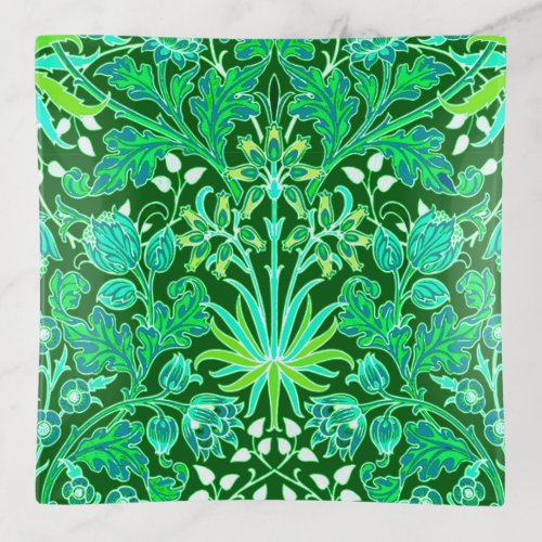 William Morris Hyacinth Print Emerald Green Trinket Tray