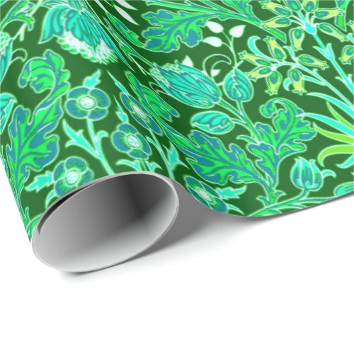 William Morris Hyacinth Print Emerald Green Wrapping Paper