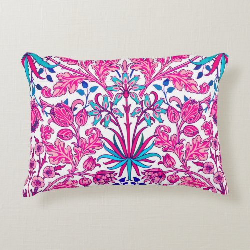 William Morris Hyacinth Print Fuchsia Pink Accent Pillow