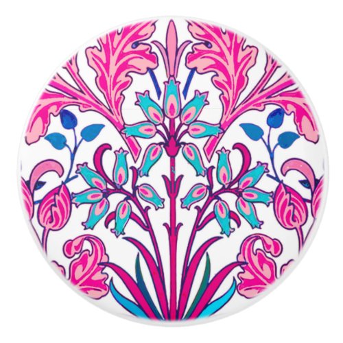 William Morris Hyacinth Print Fuchsia Pink Ceramic Knob