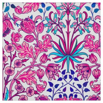 William Morris Hyacinth Print  Fuchsia Pink Fabric by Floridity at Zazzle