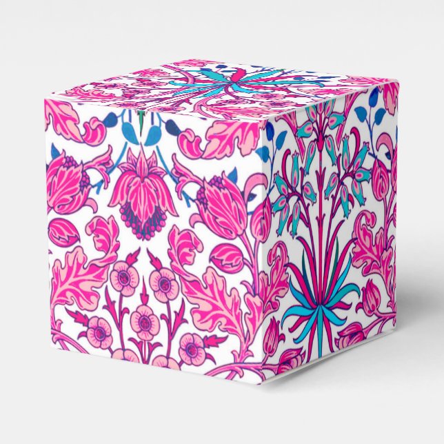 William Morris Hyacinth Print, Fuchsia Pink Favor Boxes (Front Side)