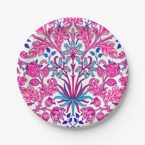 William Morris Hyacinth Print Fuchsia Pink Paper Plates