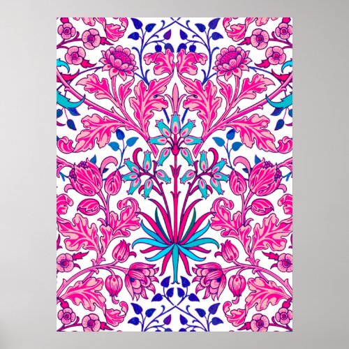 William Morris Hyacinth Print Fuchsia Pink Poster
