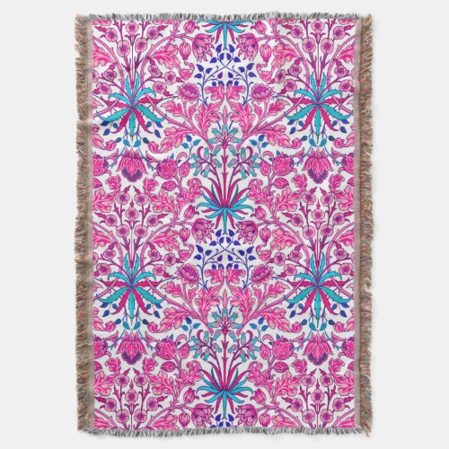 William Morris Hyacinth Print Fuchsia Pink Throw Blanket