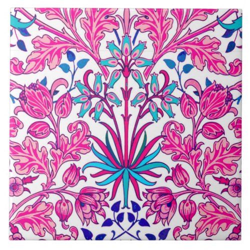 William Morris Hyacinth Print Fuchsia Pink Tile