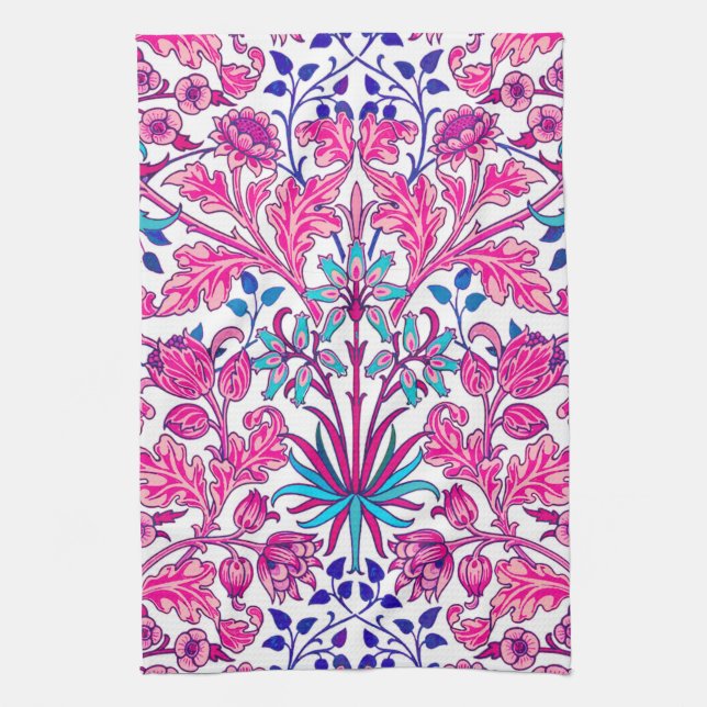 William Morris Hyacinth Print, Fuchsia Pink Towel (Vertical)