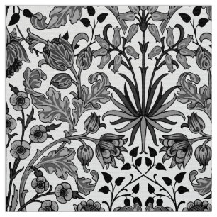 William Morris Hyacinth Print, Gray, Black & White Fabric