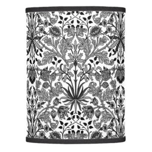 William Morris Hyacinth Print, Gray, Black & White Lamp Shade