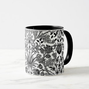 William Morris Hyacinth Print, Gray, Black & White Mug