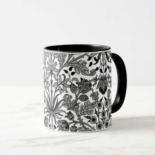 William Morris Hyacinth Print Gray Black  White Mug