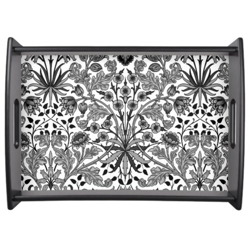 William Morris Hyacinth Print Gray Black  White Serving Tray