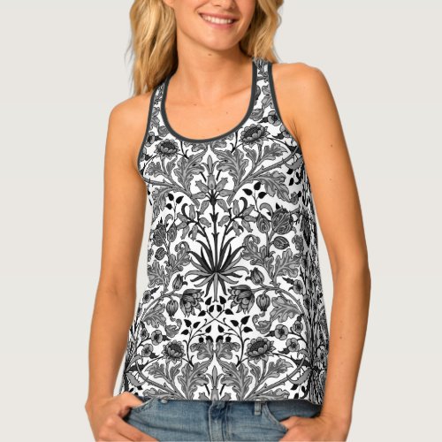 William Morris Hyacinth Print Gray Black  White Tank Top