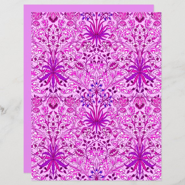 William Morris Hyacinth Print, Lavender and Violet (Front/Back)