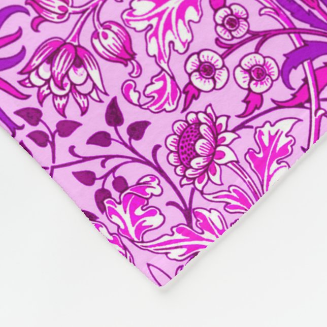 William Morris Hyacinth Print, Lavender and Violet Fleece Blanket (Corner)