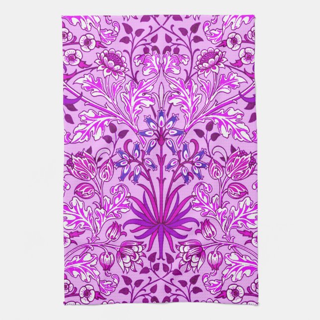 William Morris Hyacinth Print, Lavender and Violet Towel (Vertical)