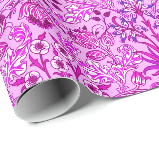 William Morris Hyacinth Print, Lavender and Violet Wrapping Paper (Roll Corner)