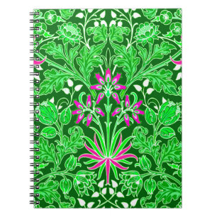 William Morris Hyacinth Print, Lime and Emerald  Notebook