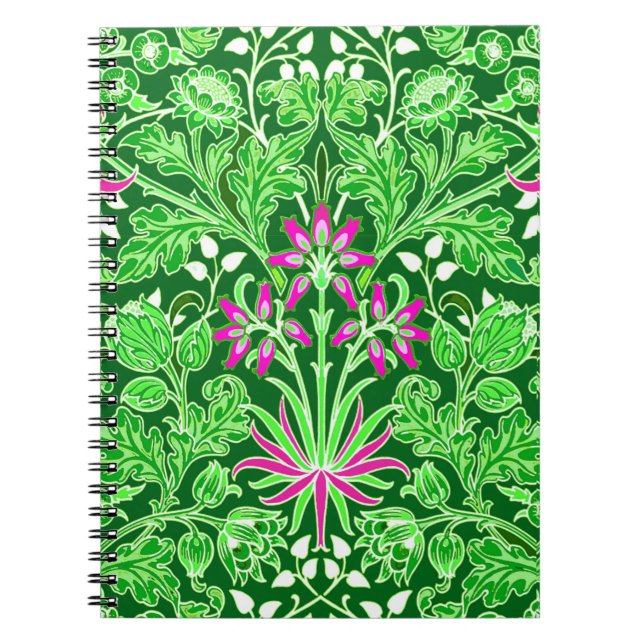 William Morris Hyacinth Print, Lime and Emerald  Notebook (Front)
