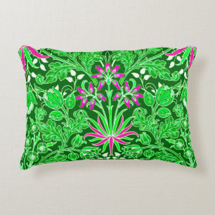 William Morris Hyacinth Print Lime & Emerald Green Accent Pillow