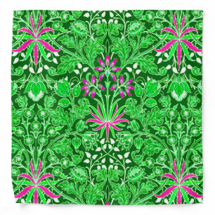 William Morris Hyacinth Print Lime & Emerald Green Bandana