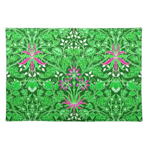 William Morris Hyacinth Print Lime  Emerald Green Cloth Placemat