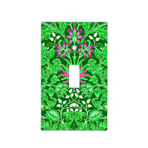 William Morris Hyacinth Print Lime & Emerald Green Light Switch Cover