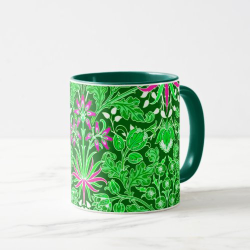 William Morris Hyacinth Print Lime  Emerald Green Mug