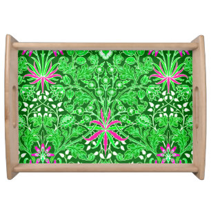 William Morris Hyacinth Print Lime & Emerald Green Serving Tray