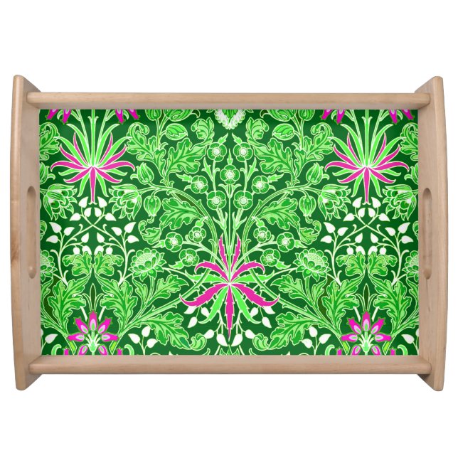 William Morris Hyacinth Print Lime & Emerald Green Serving Tray (Front)