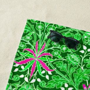 William Morris Hyacinth Print, Lime Green Beach Towel