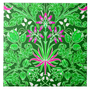 William Morris Hyacinth Print, Lime Green Ceramic Tile